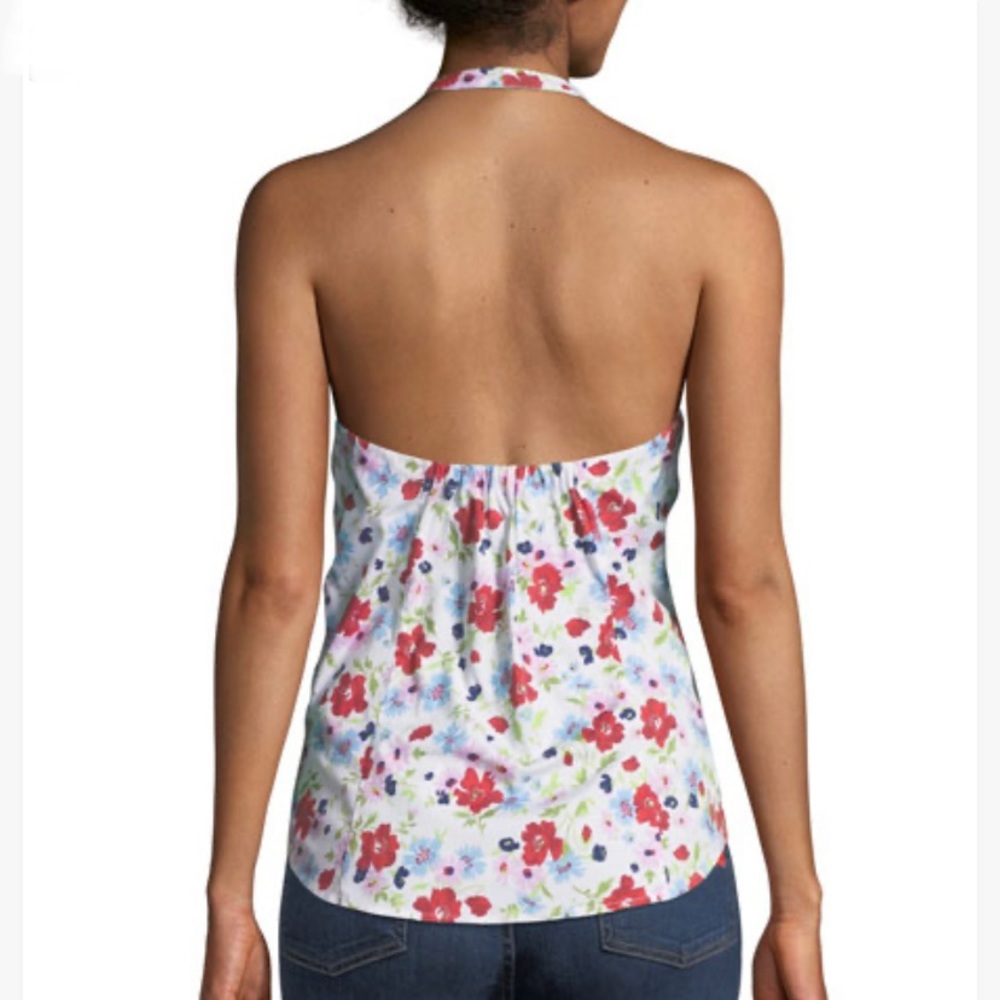 Veronica Beard Vea Tie Front Floral Halter Top Size 14 - Picture 2 of 15